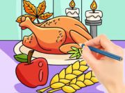 สมุดระบายสี: อาหารไก่งวงวันขอบคุณพระเจ้า  เกมออนไลน์