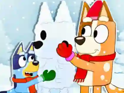 Jigsaw Puzzle: Bluey Christmas Snowman เกมออนไลน์