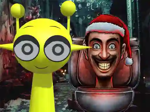 Sprunki in Backrooms Christmas Skibidi เกมออนไลน์