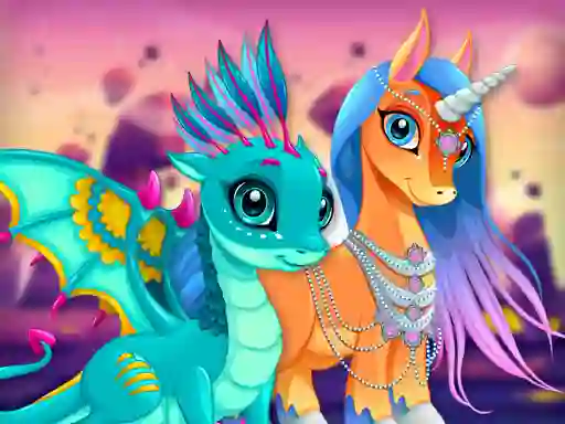 Cute Unicorns And Dragons Puzzle เกมออนไลน์