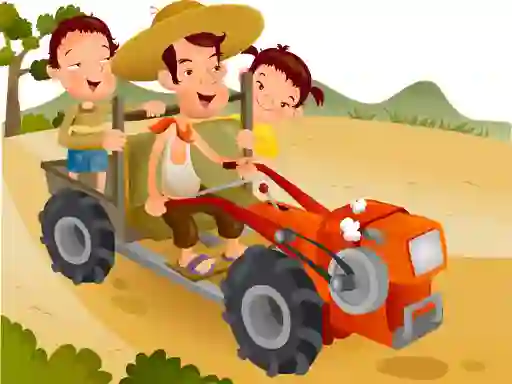 Cartoon Tractor Puzzle เกมออนไลน์