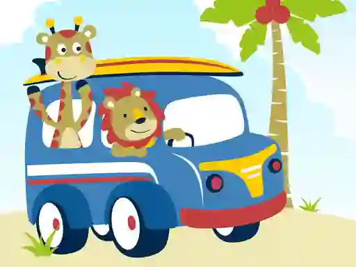 Cute animals with cars difference เกมออนไลน์