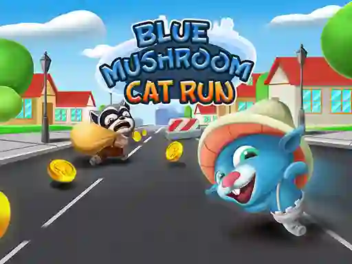 Blue Mushroom Cat Run เกมออนไลน์