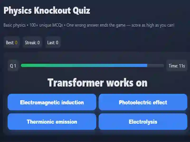 Physics knowledge quiz เกมออนไลน์