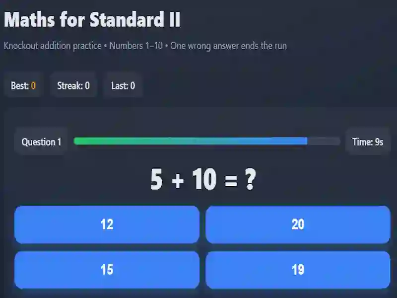 Maths for Standard II เกมออนไลน์