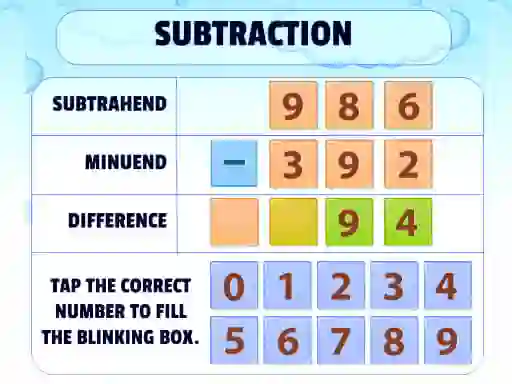 Subtraction Practice เกมออนไลน์