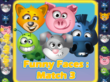 ใบหน้าตลก Match-3 7  เกมออนไลน์