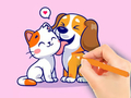 สมุดระบายสี: สุนัขและแมว  เกมออนไลน์
