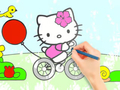 สมุดระบายสี: ปั่นจักรยาน Hello Kitty  เกมออนไลน์