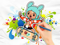 สมุดระบายสี: Toca Boca Skateboard  เกมออนไลน์