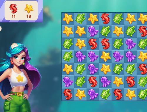 การผจญภัยใต้น้ำ: จับคู่ 3  เกมออนไลน์
