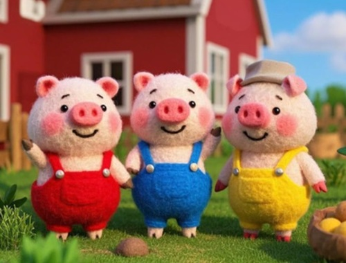 ค้นหาความแตกต่าง: หมูตัวน้อย 3 ตัว  เกมออนไลน์