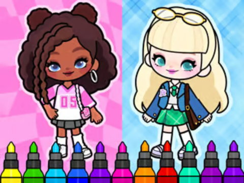 สมุดระบายสี: Aha World Sporty Girl  เกมออนไลน์