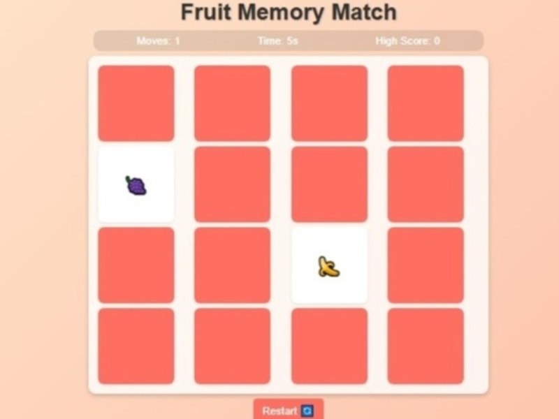 การจับคู่ความทรงจำผลไม้  เกมออนไลน์