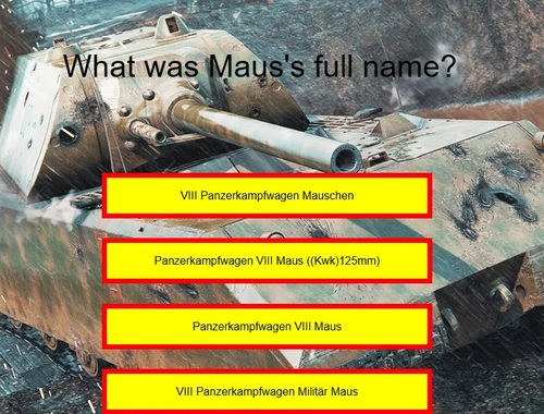 แบบทดสอบรถถัง: MAUS  เกมออนไลน์