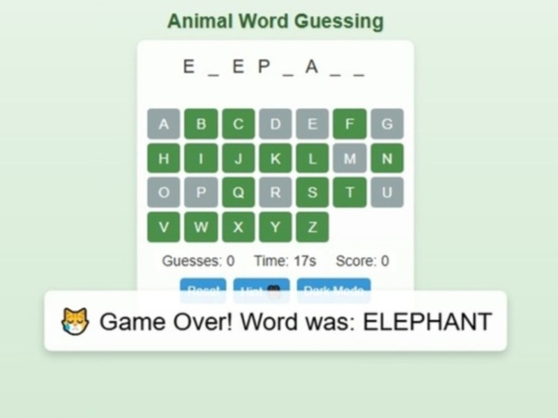 เกมการคาดเดาคำ Animal Word  เกมออนไลน์