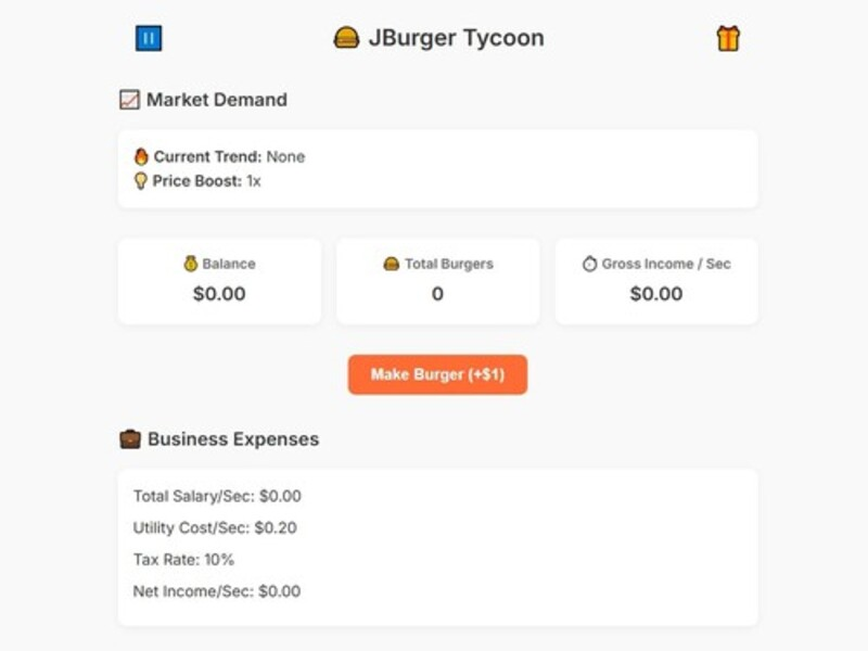 Jburger Tycoon เกมออนไลน์